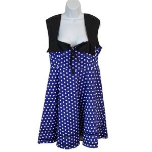 POLKA Dot Retro Rockabilly Fit & Flare Dress Sz XXL